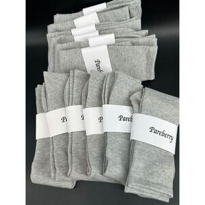 Pareberry Casual Cotton Solid Grey Crew Tube Dress Socks-12 pair